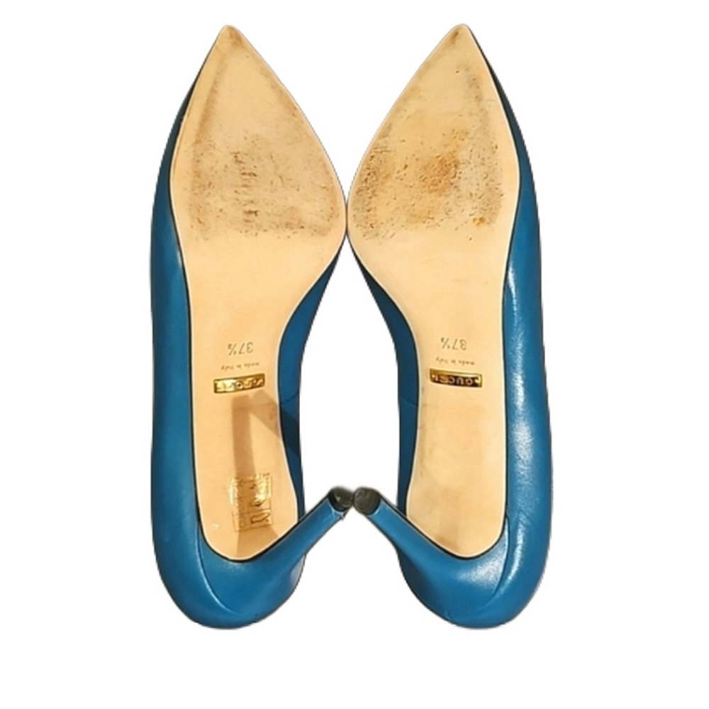 ❤️SPECIAL❤️GUCCI Teal Leather Stiletto Pumps - Picture 10 of 13